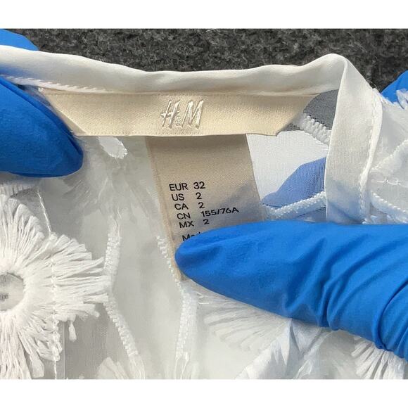 H&M White Sheer Floral Mini Romper Bridal 2 - Picture 5 of 6